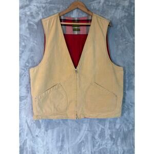 Vintage Evergreen Flannel Lined Canvas Hunting Vest Workwear Outdoors XXL Duck
